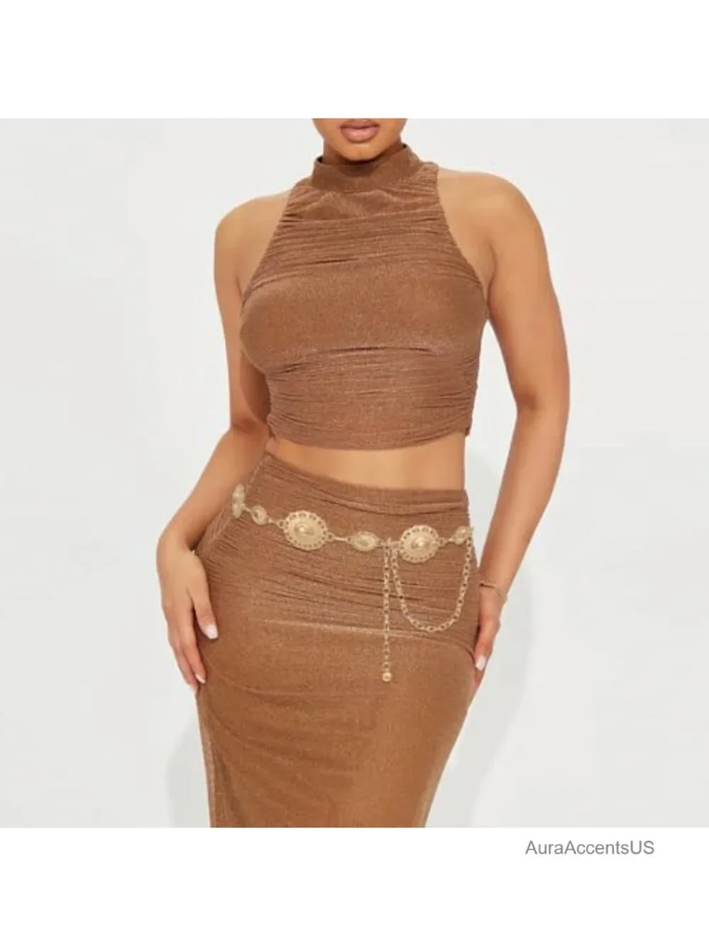 Western Metal Concho Chain Belt Waist Link for Jeans Dresses Concert Boho
